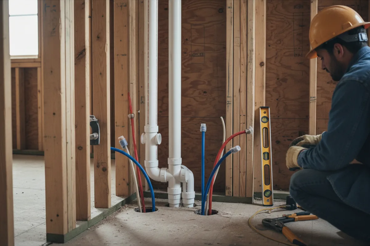 Drain and supply rough-in during Drain Cleaning in Friendship