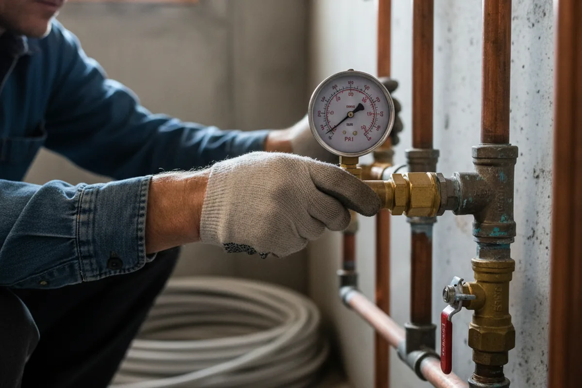 Pressure testing a repaired line during Water Line Repair in Friendship